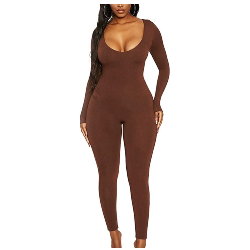 Brown Long Sleeve Unitard/Jumpsuit Size Large
